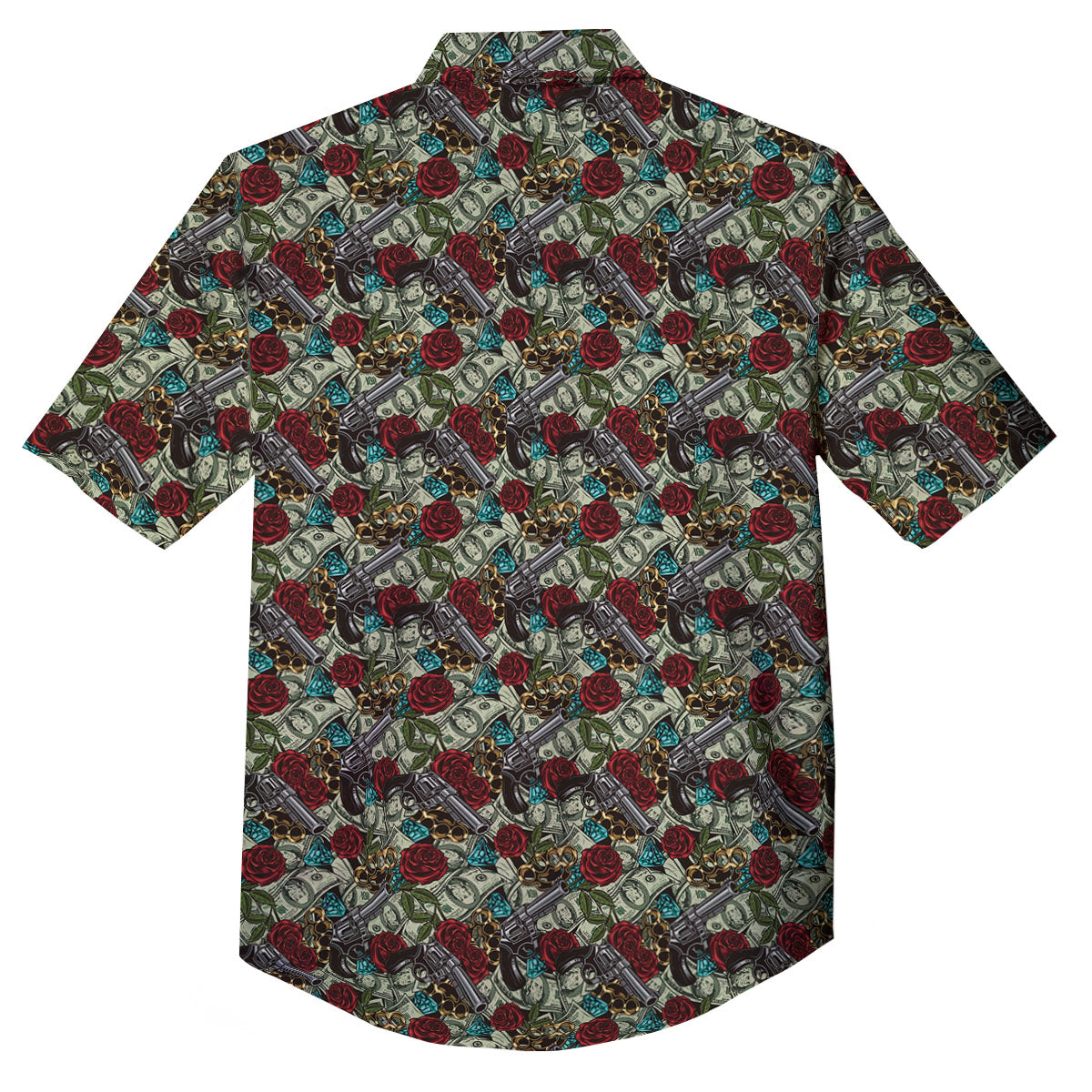 Flowers Guns And Print Pattern Button Up Shirt-grizzshop