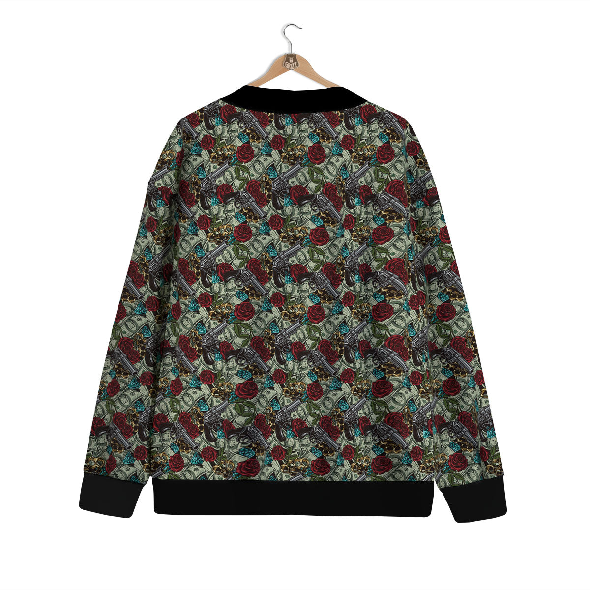 Flowers Guns And Print Pattern Cardigan-grizzshop