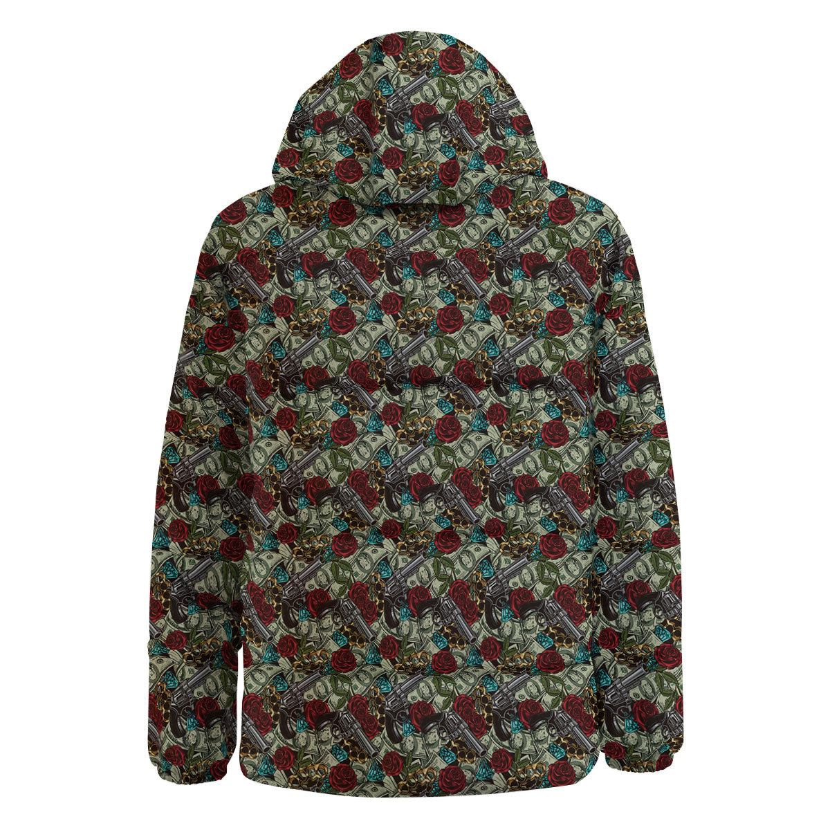 Flowers Guns And Print Pattern Down Jacket-grizzshop