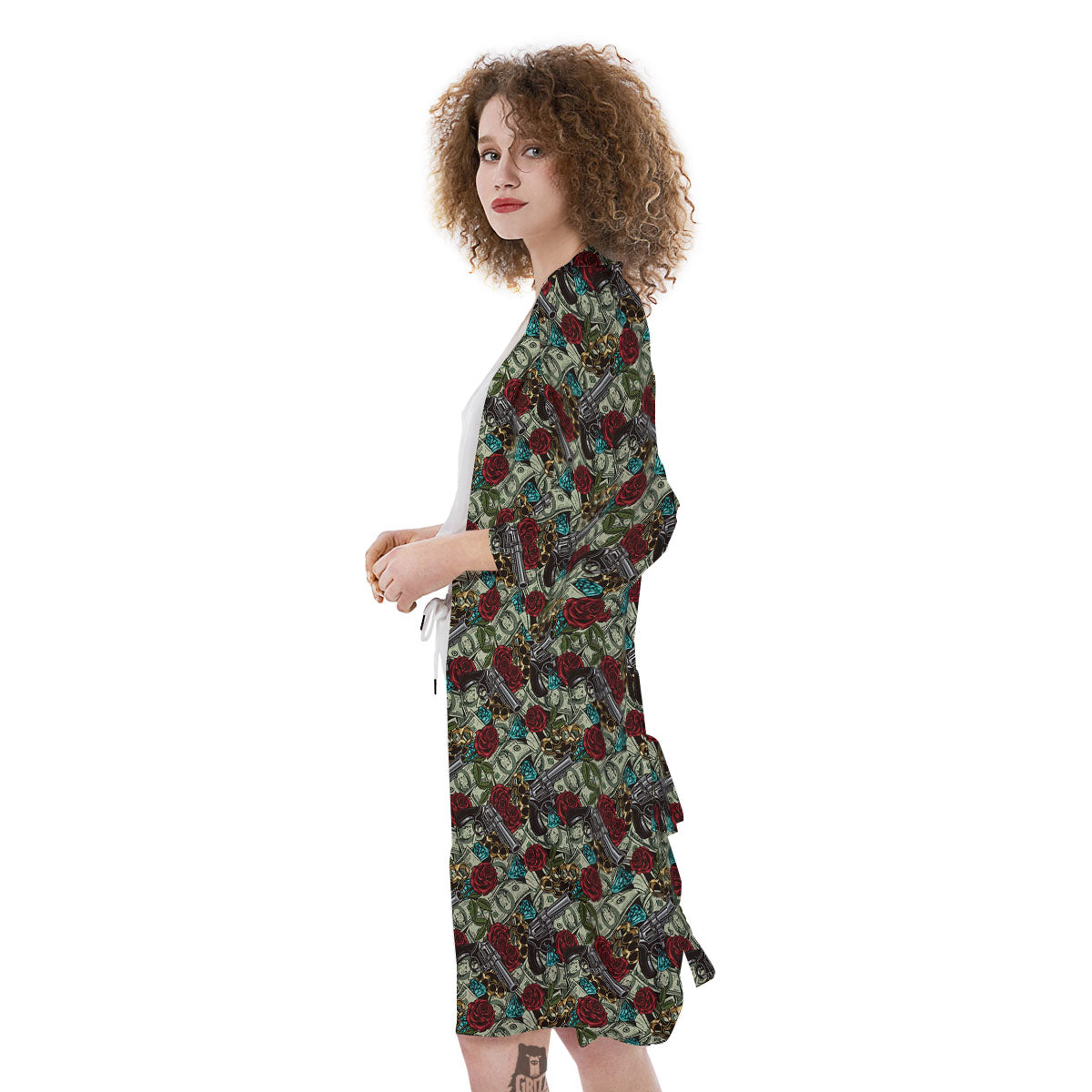 Flowers Guns And Print Pattern Kimono-grizzshop
