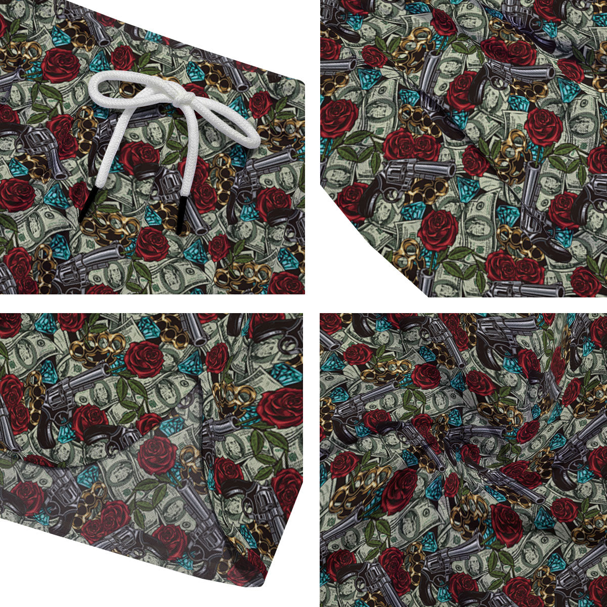Flowers Guns And Print Pattern Men's Running Shorts-grizzshop