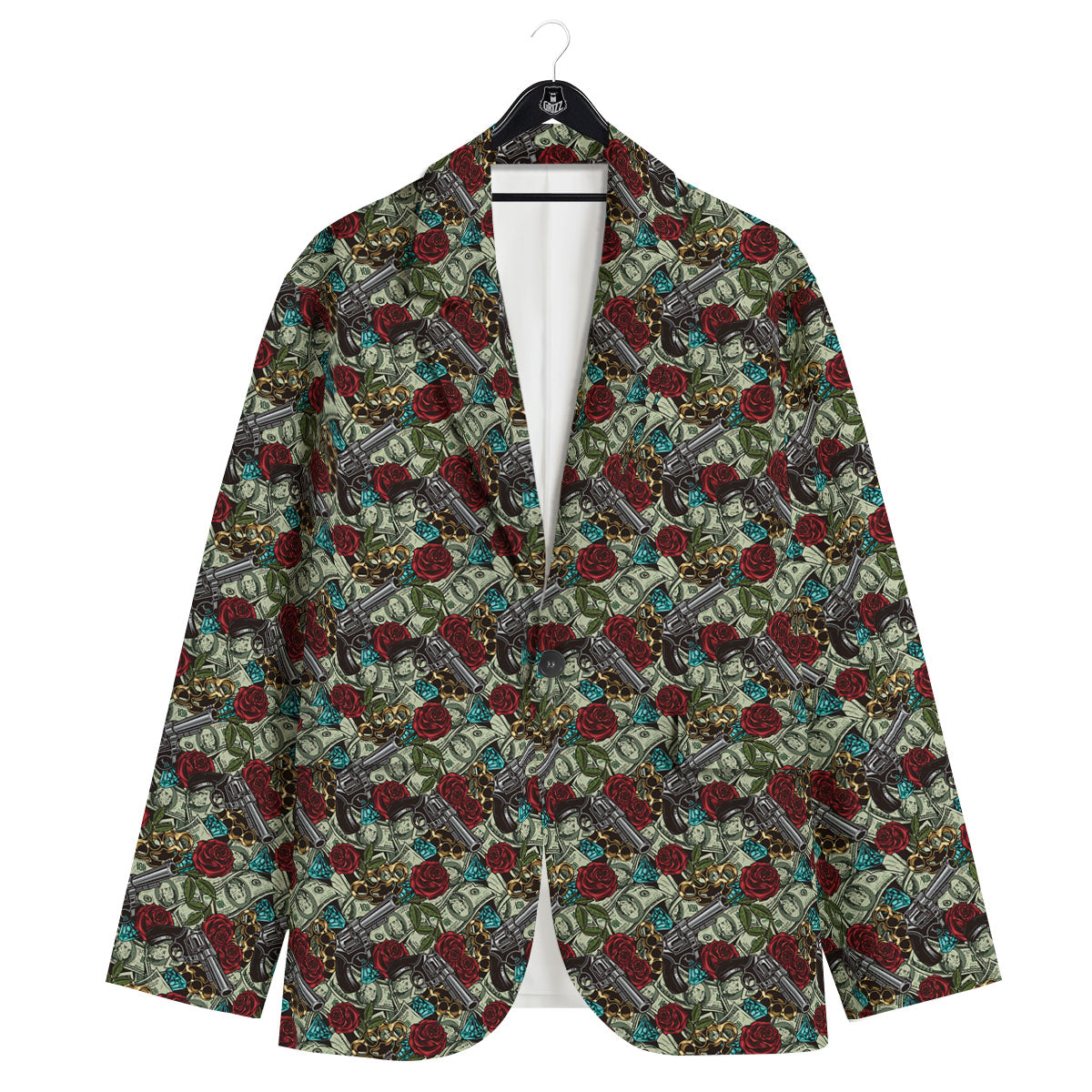 Flowers Guns And Print Pattern Men's Sport Coat-grizzshop