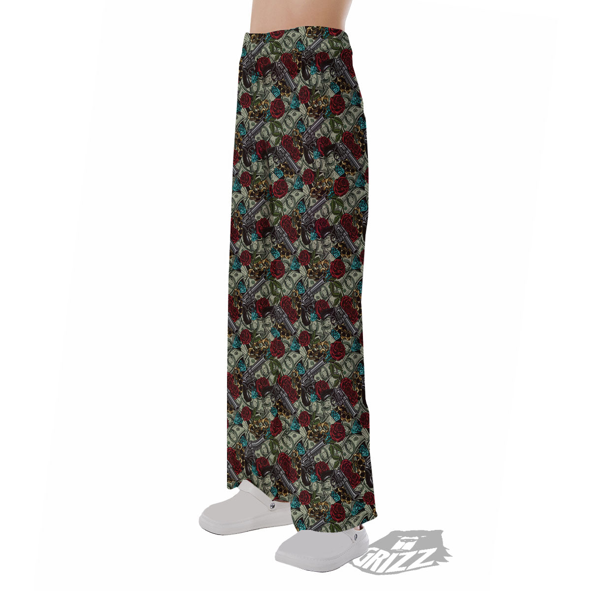 Flowers Guns And Print Pattern Pajama Pants-grizzshop