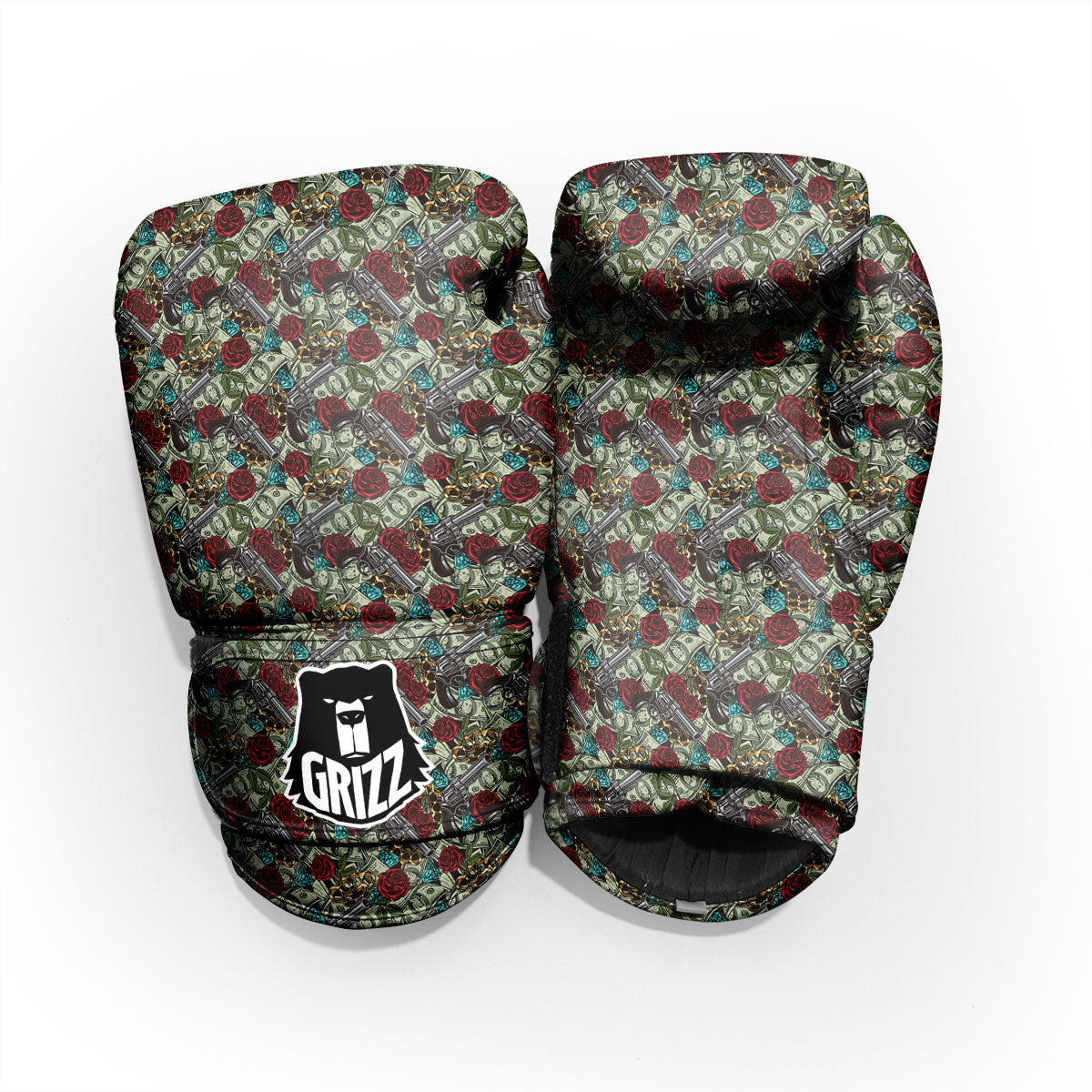Flowers Guns And Print Pattern Pro Boxing Glove