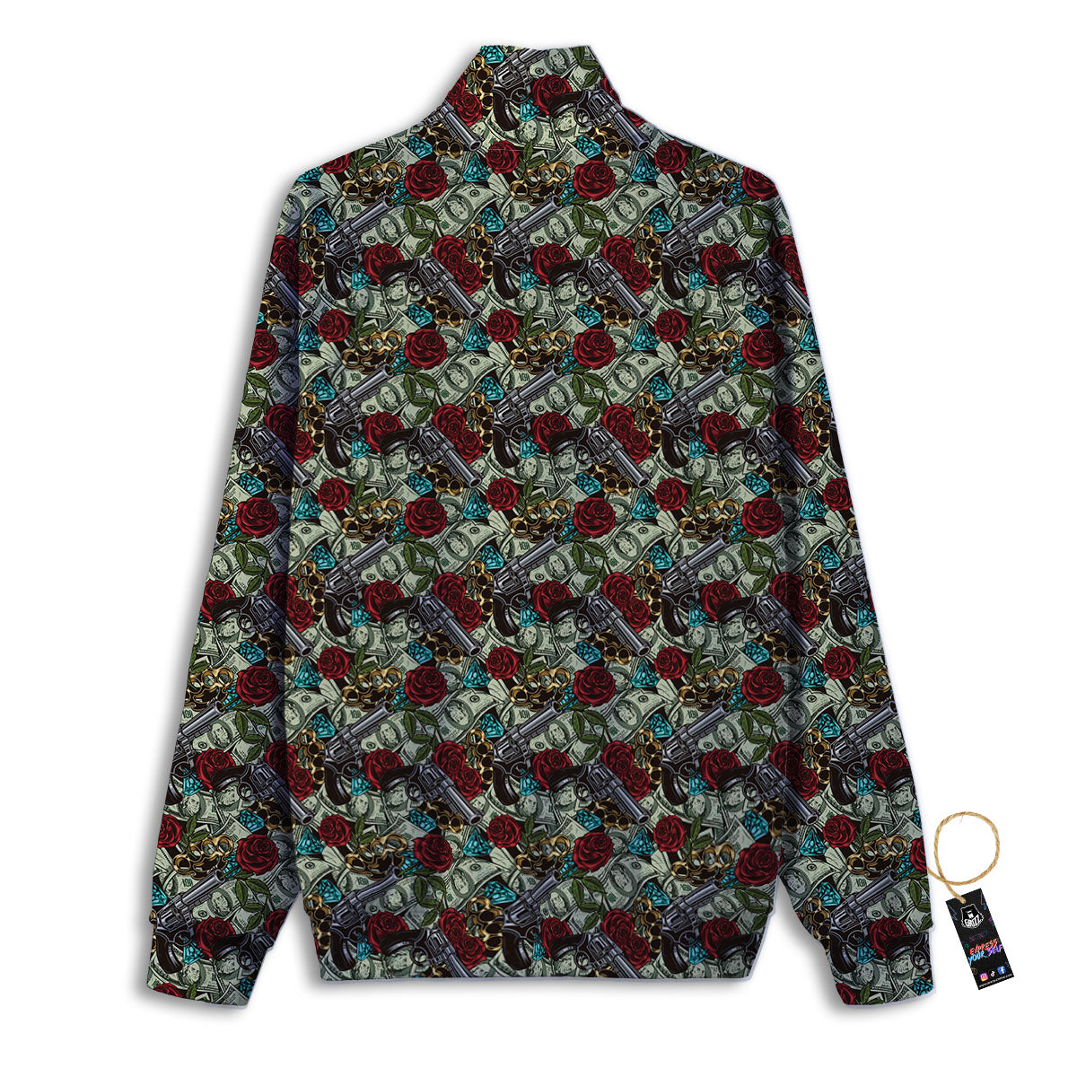 Flowers Guns And Print Pattern Track Jacket-grizzshop