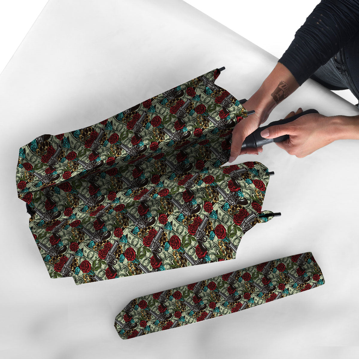 Flowers Guns And Print Pattern Umbrella-grizzshop