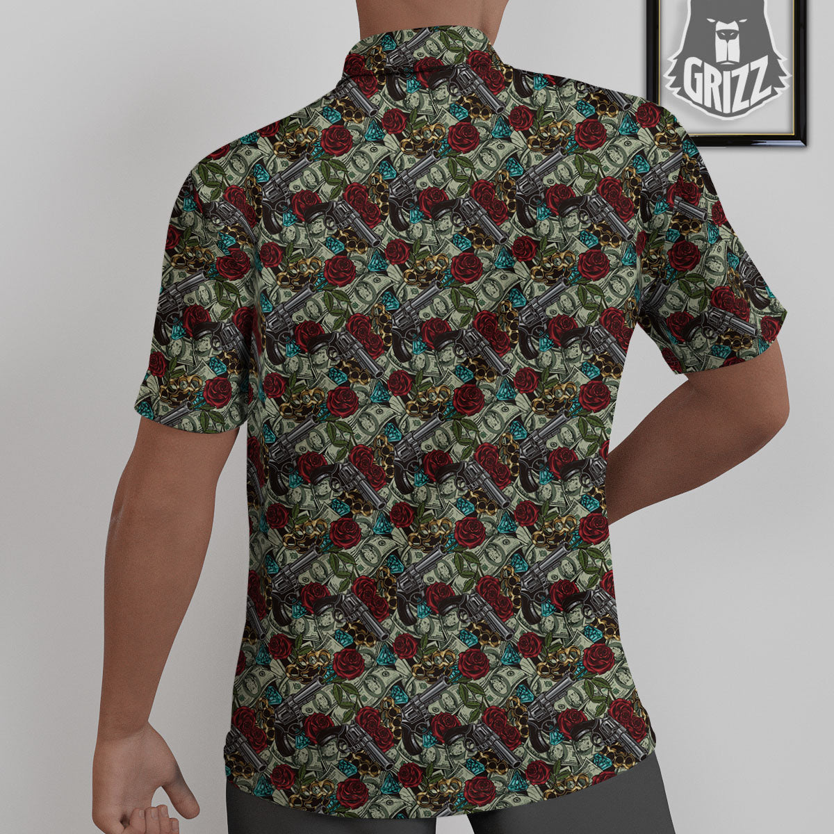 Flowers Guns And Print Pattern Untucked Shirts-grizzshop