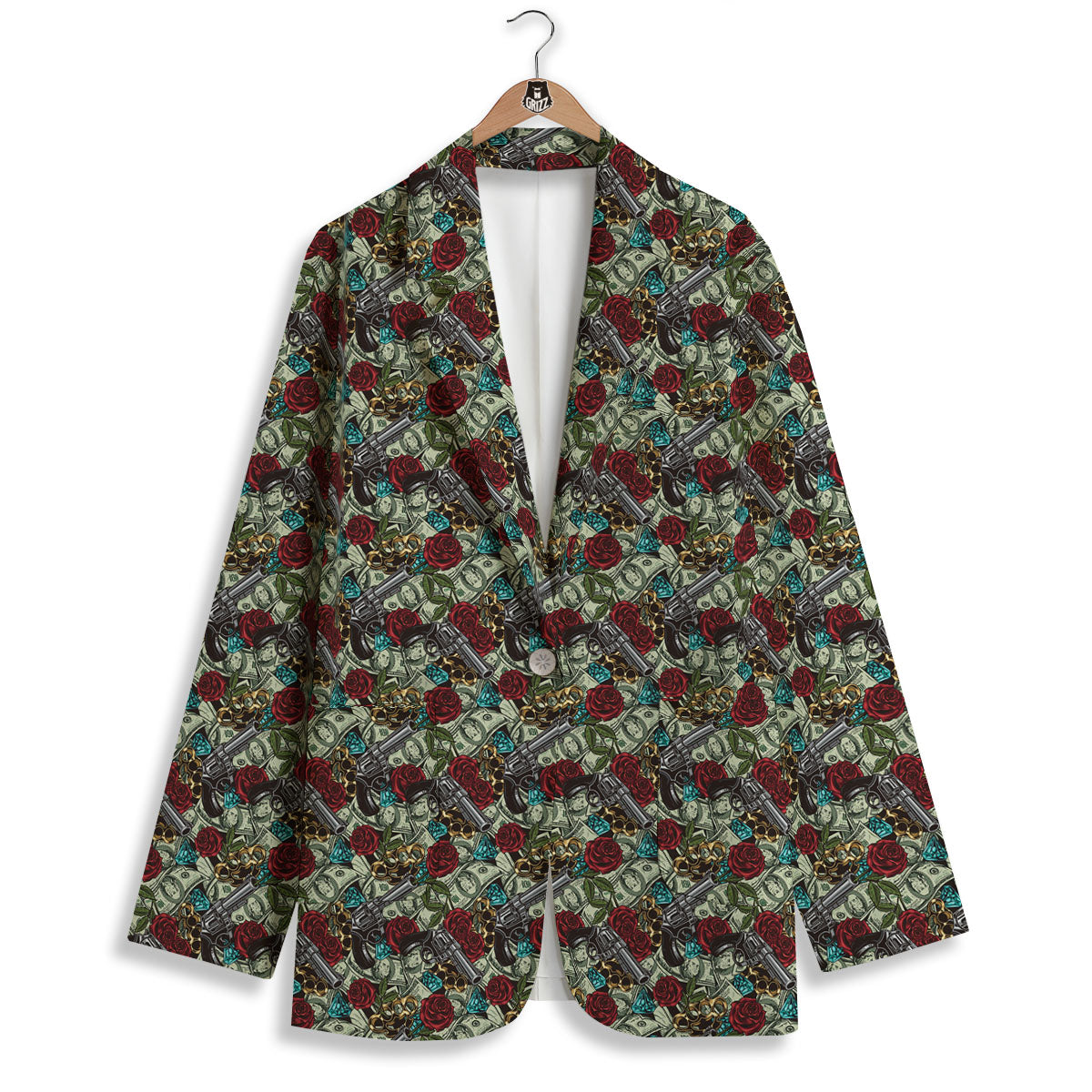 Flowers Guns And Print Pattern Women's Blazer-grizzshop
