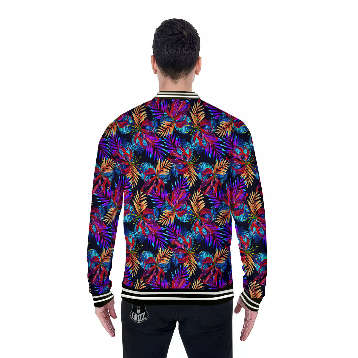 Flowers Hawaii Exotic Print Pattern Baseball Jacket-grizzshop