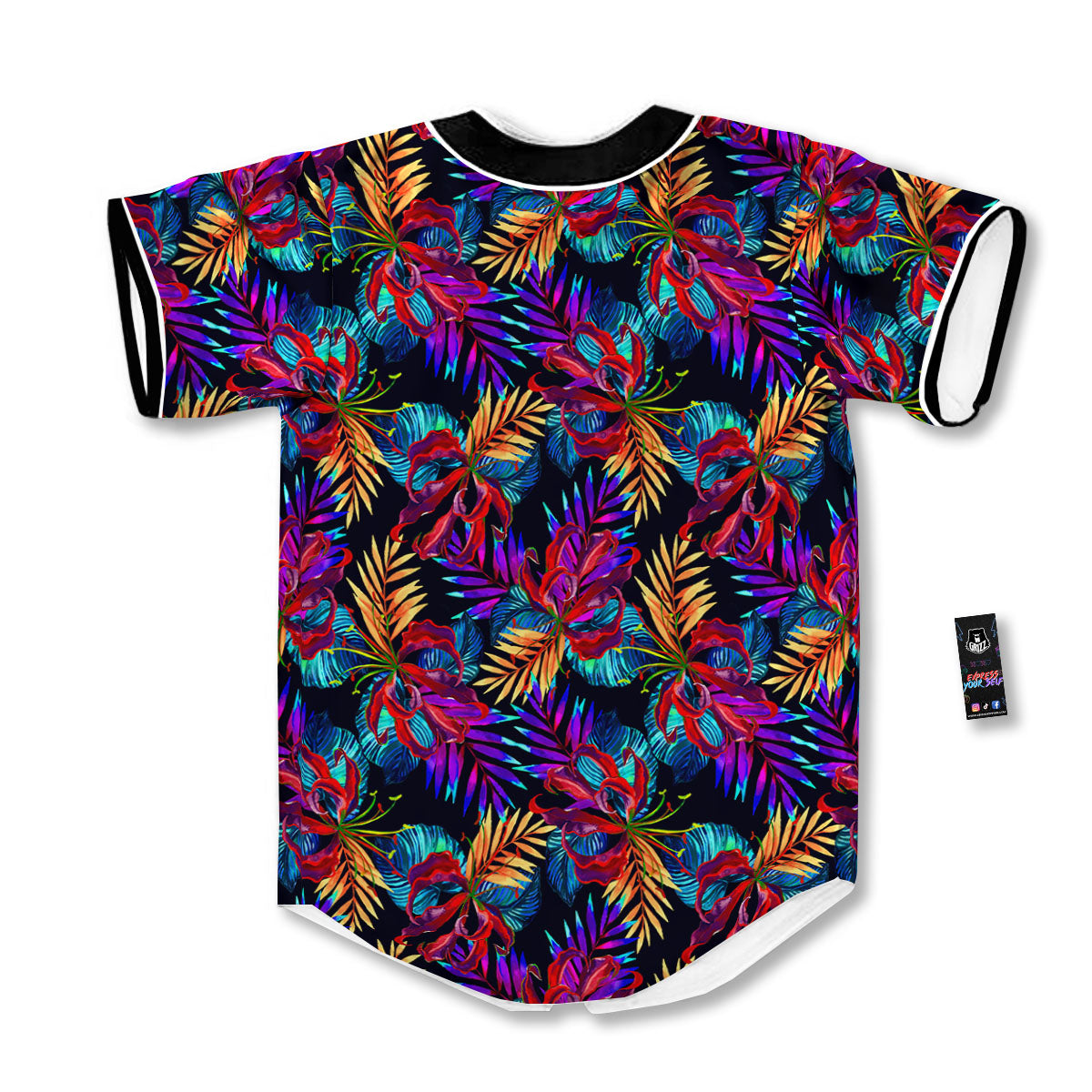 Flowers Hawaii Exotic Print Pattern Baseball Jersey-grizzshop