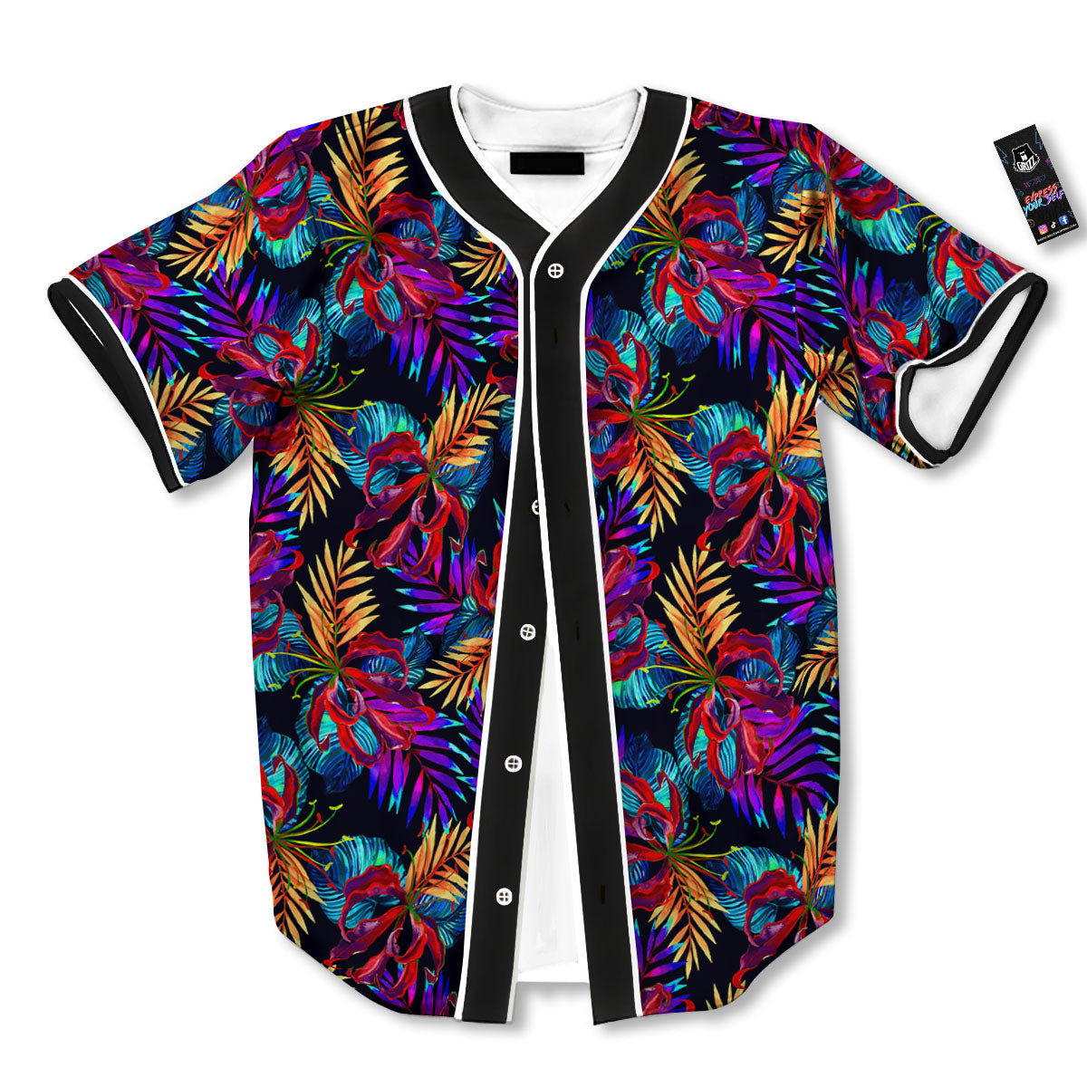 Flowers Hawaii Exotic Print Pattern Baseball Jersey-grizzshop