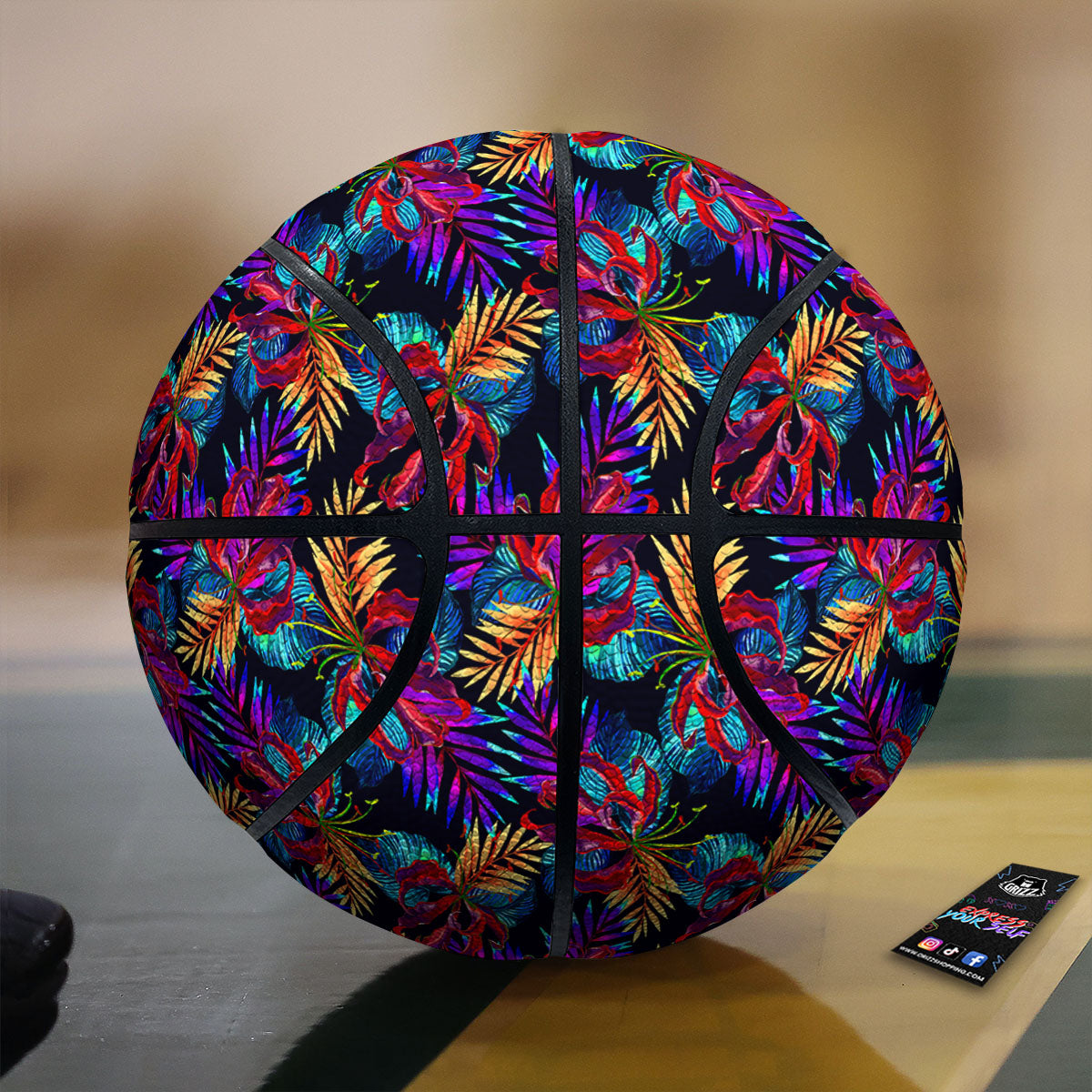 Flowers Hawaii Exotic Print Pattern Basketball-grizzshop