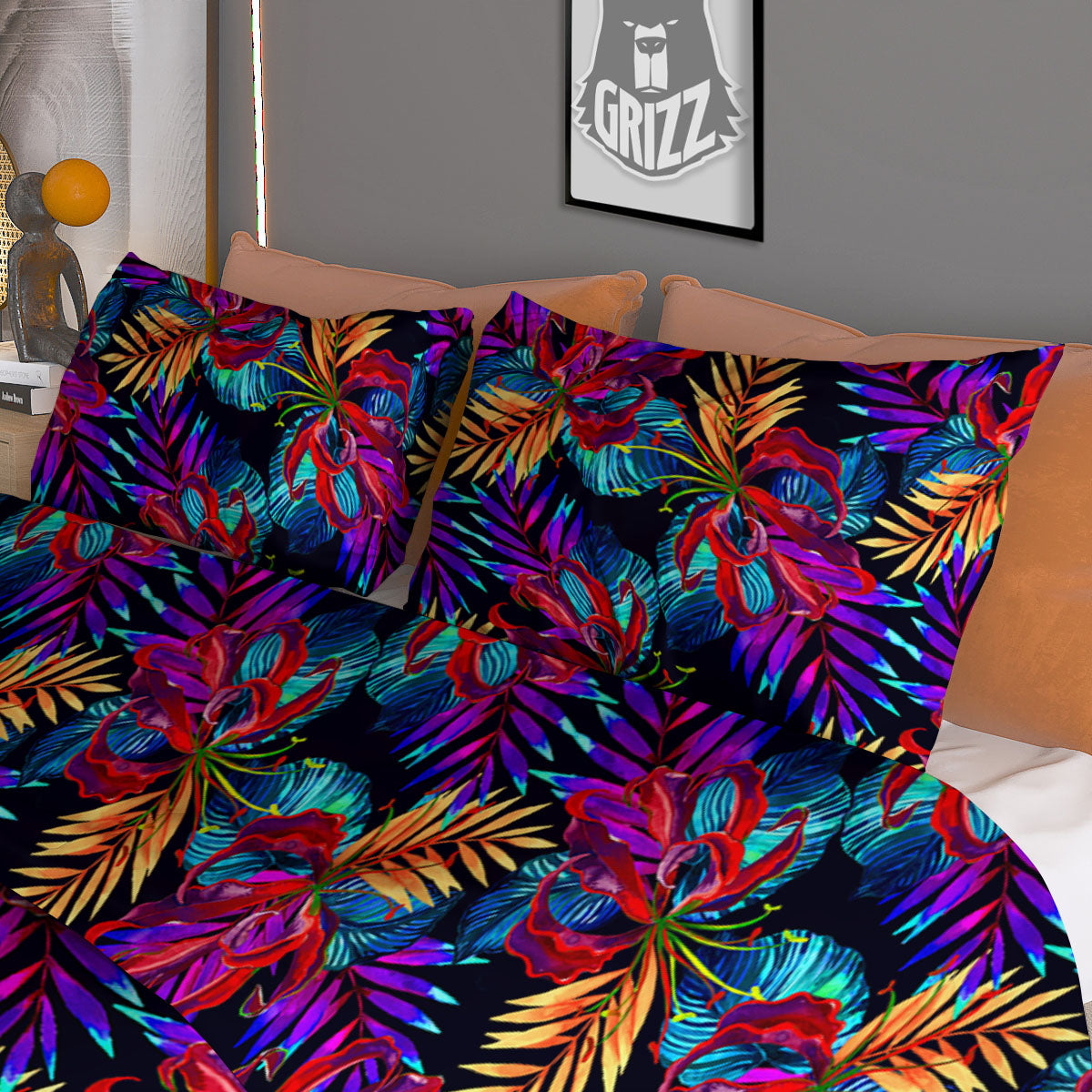 Flowers Hawaii Exotic Print Pattern Duvet Cover Bedding Set