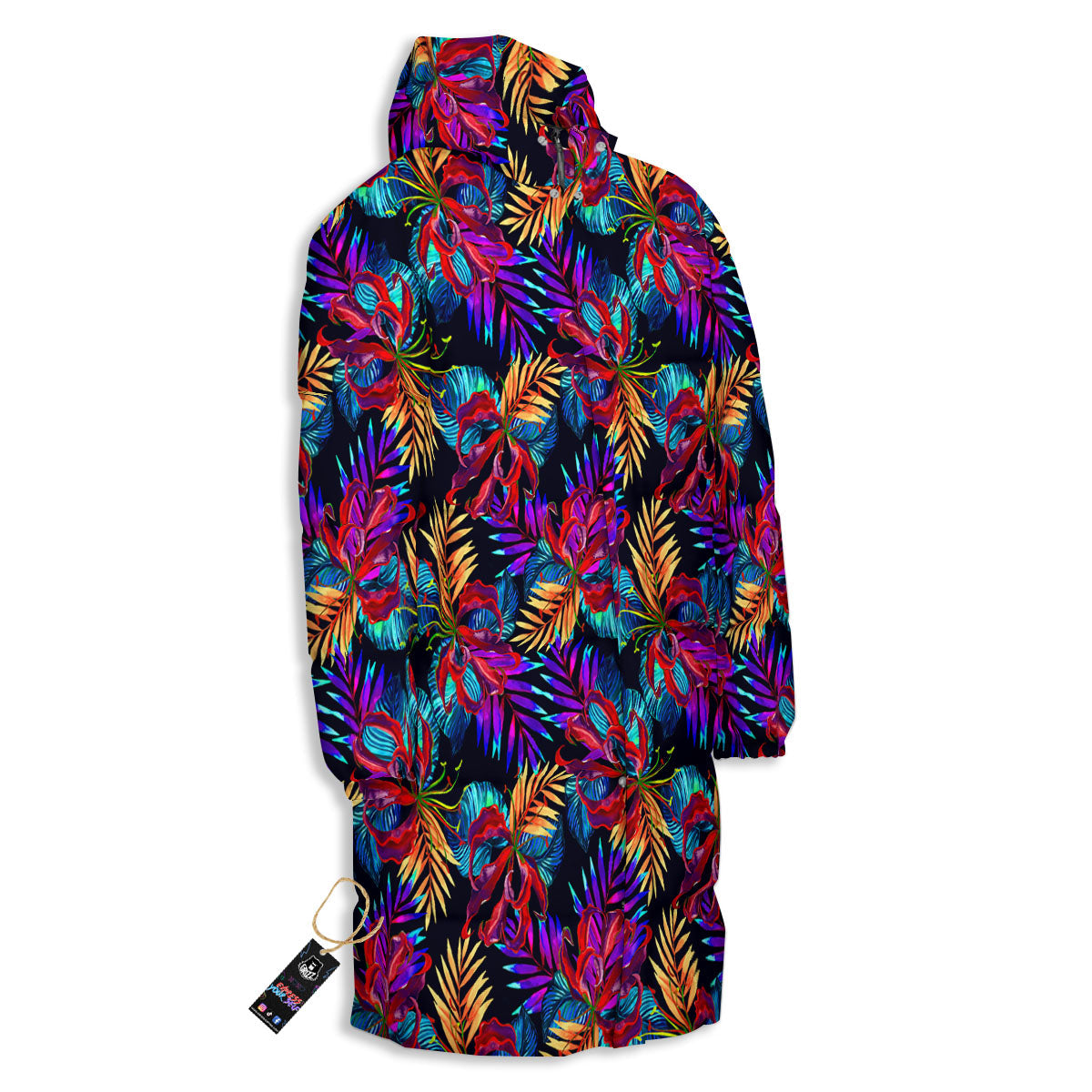 Flowers Hawaii Exotic Print Pattern Long Down Jacket-grizzshop