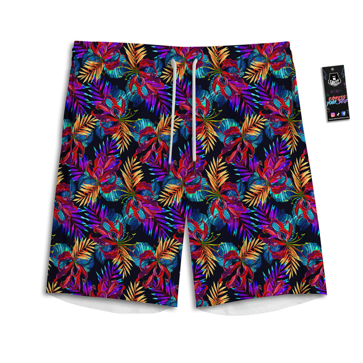 Flowers Hawaii Exotic Print Pattern Men's Athletic Shorts