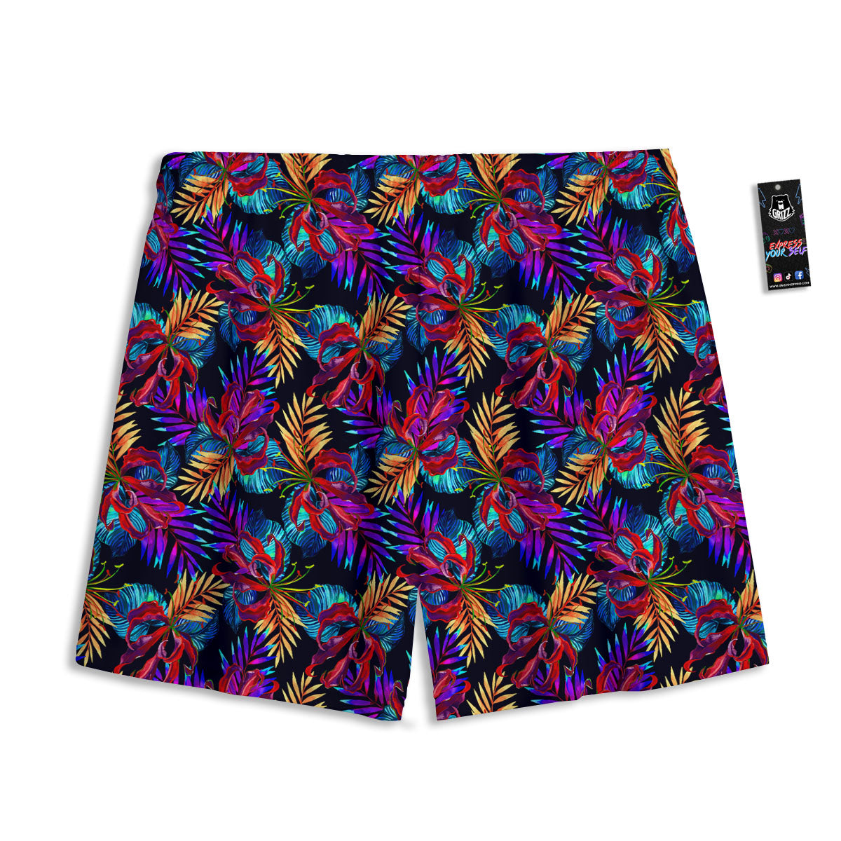 Flowers Hawaii Exotic Print Pattern Mesh Shorts