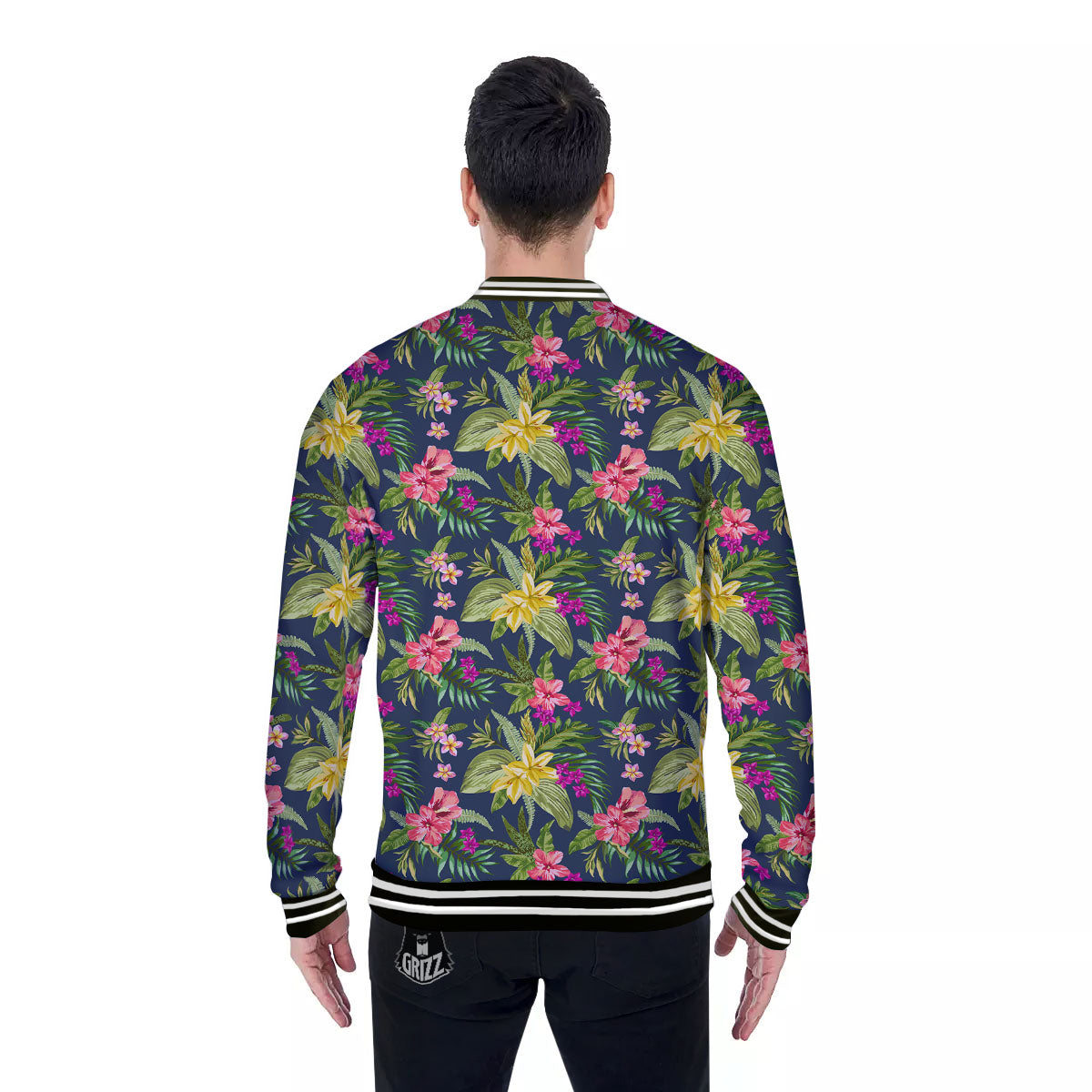 Flowers Hawaii Floral Print Pattern Baseball Jacket-grizzshop