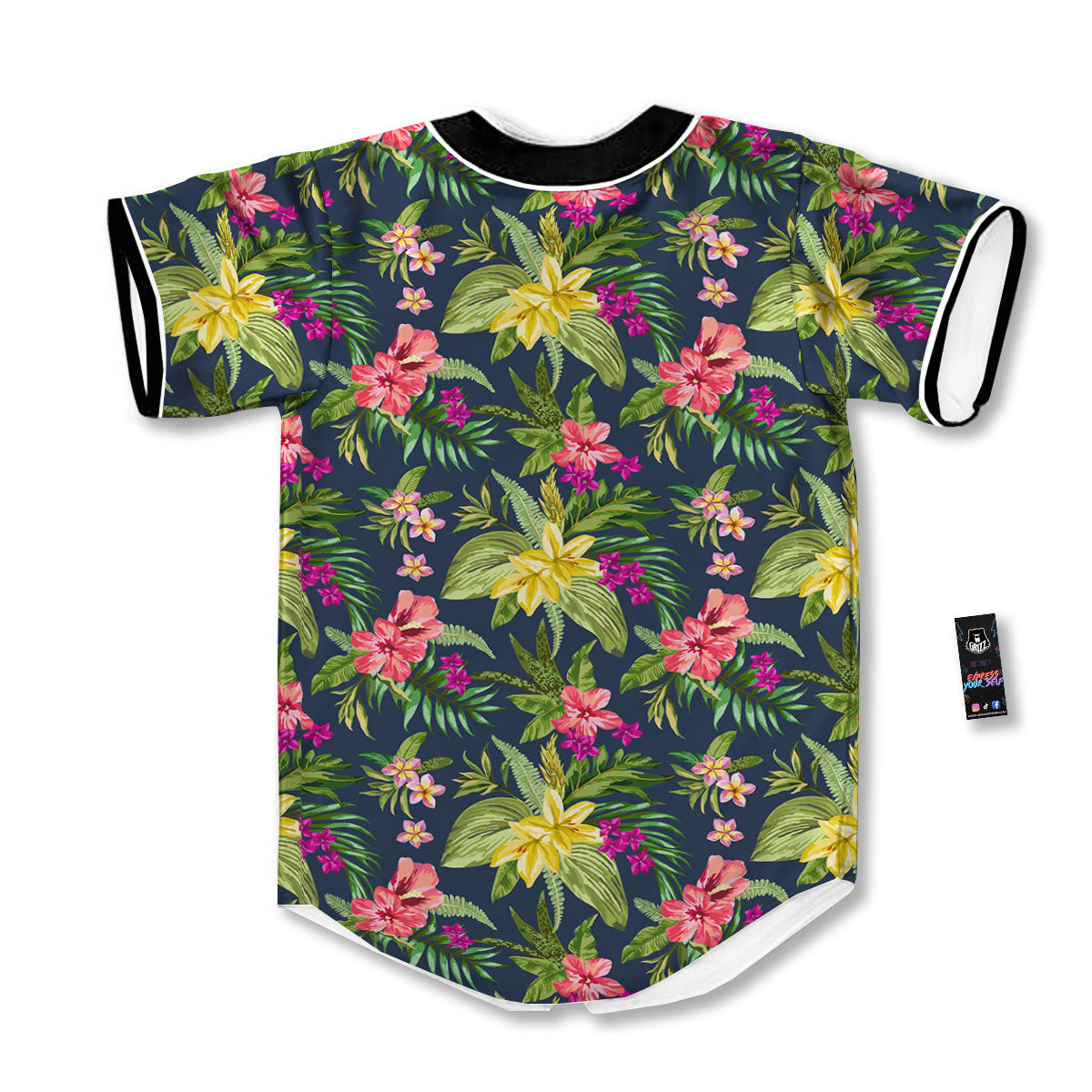 Flowers Hawaii Floral Print Pattern Baseball Jersey-grizzshop