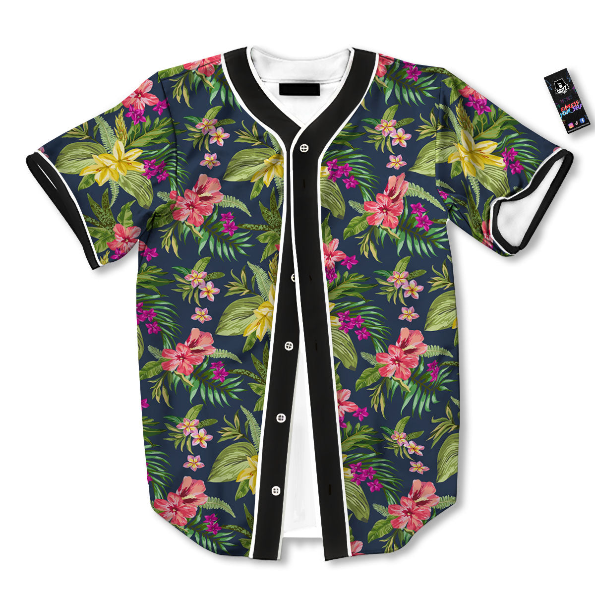 Flowers Hawaii Floral Print Pattern Baseball Jersey-grizzshop