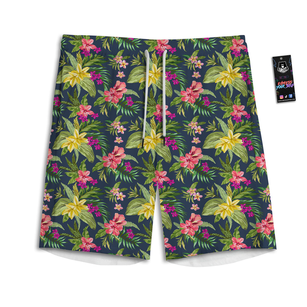 Flowers Hawaii Floral Print Pattern Men's Athletic Shorts