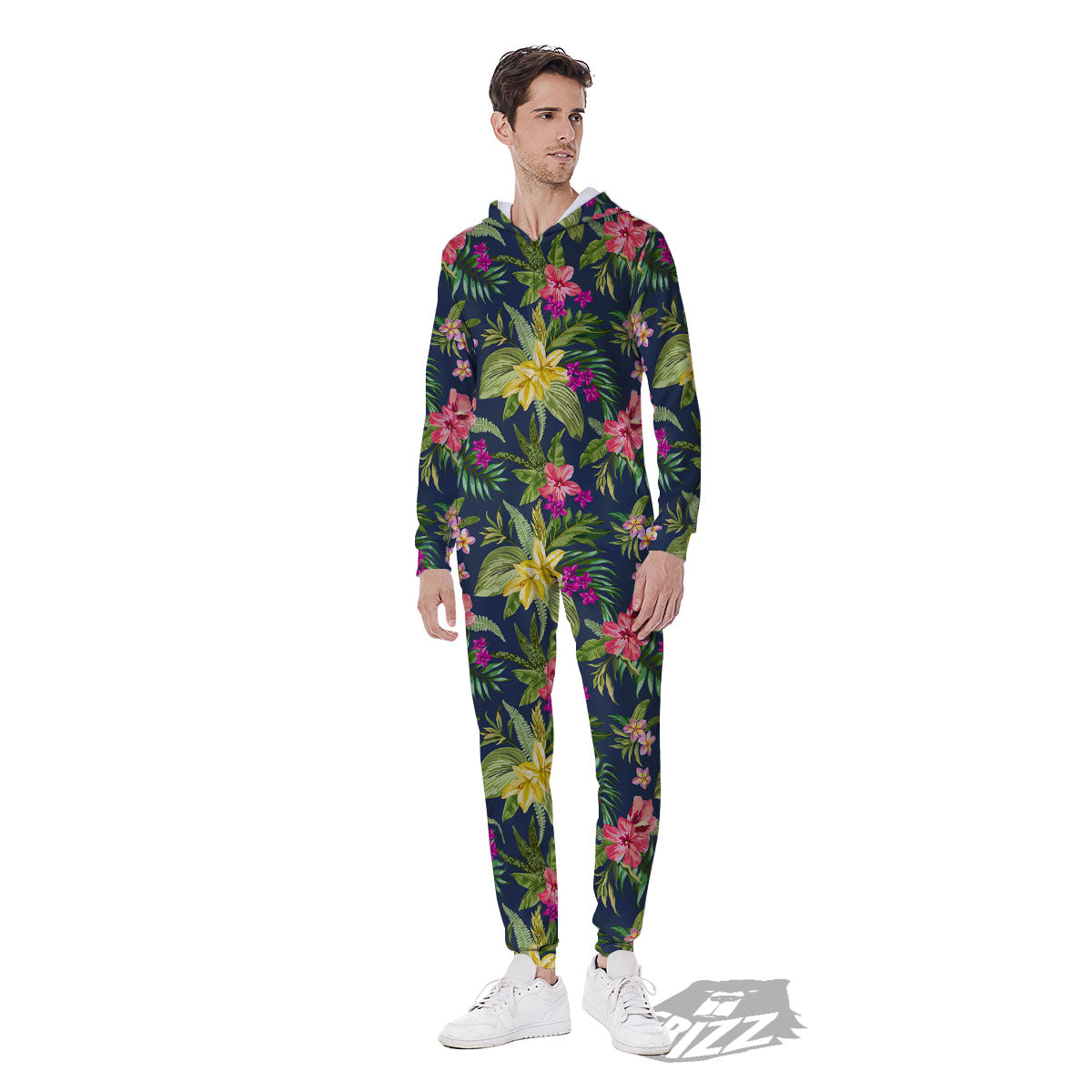 Flowers Hawaii Floral Print Pattern Men's Jumpsuit-grizzshop