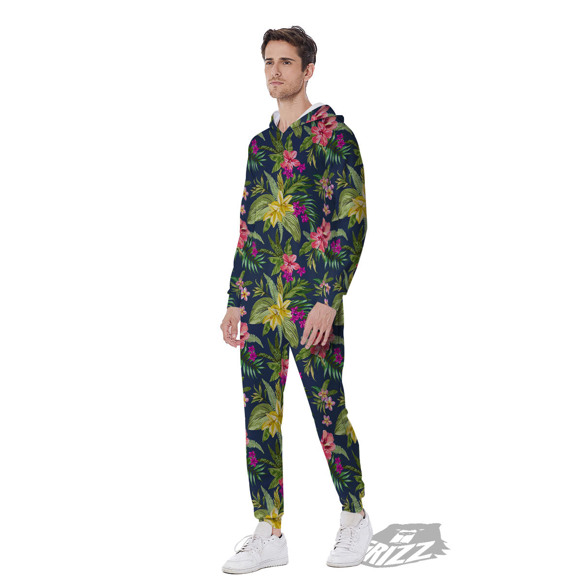 Flowers Hawaii Floral Print Pattern Men's Jumpsuit-grizzshop