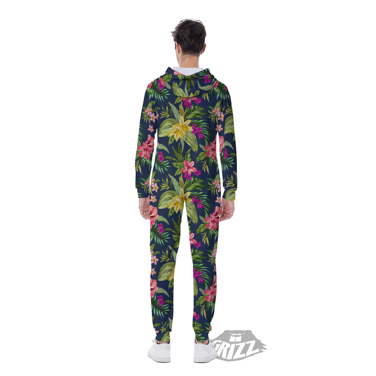 Flowers Hawaii Floral Print Pattern Men's Jumpsuit-grizzshop