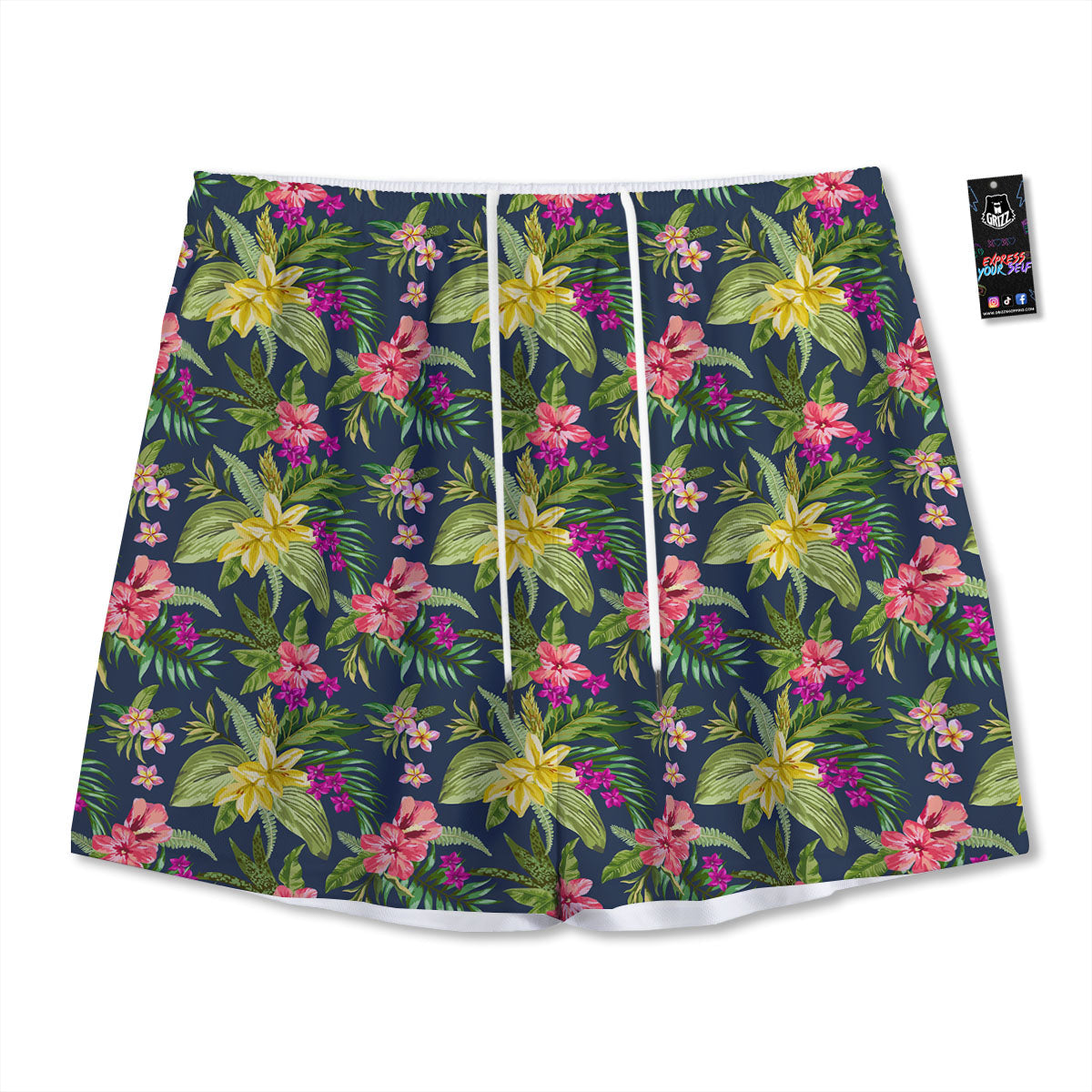 Flowers Hawaii Floral Print Pattern Mesh Shorts