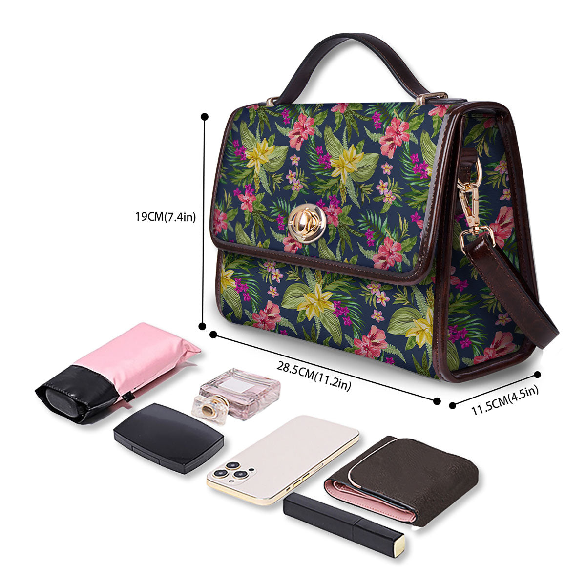 Flowers Hawaii Floral Print Pattern Women's Satchel Bag-grizzshop