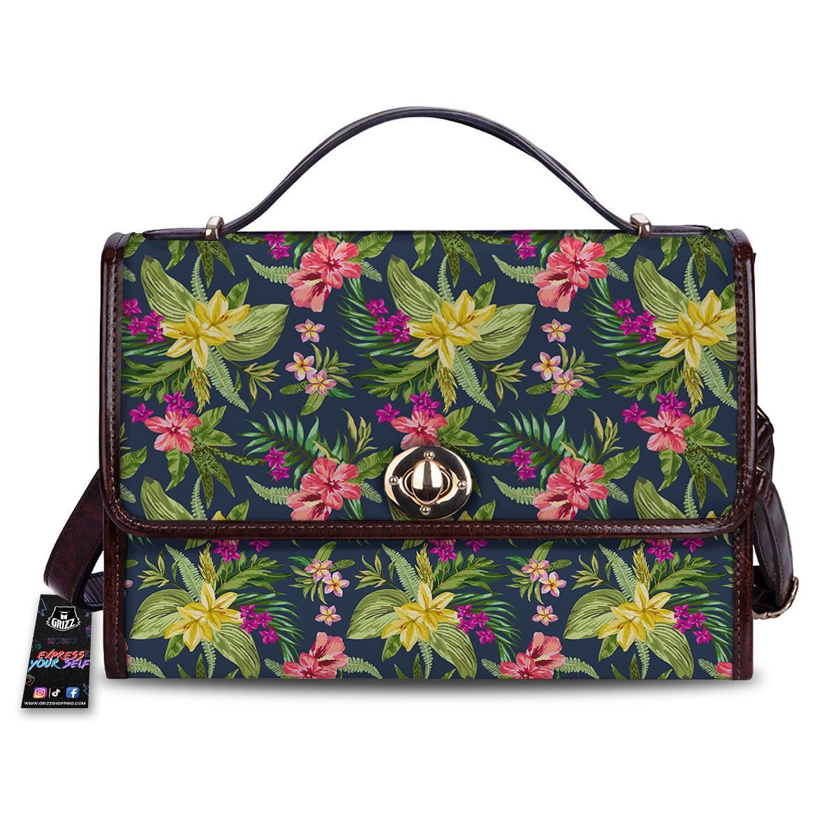 Flowers Hawaii Floral Print Pattern Women's Satchel Bag-grizzshop