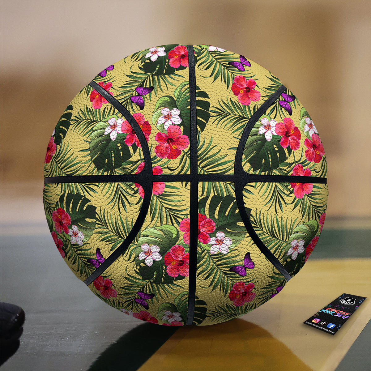 Flowers Hawaii Tropical Print Pattern Basketball