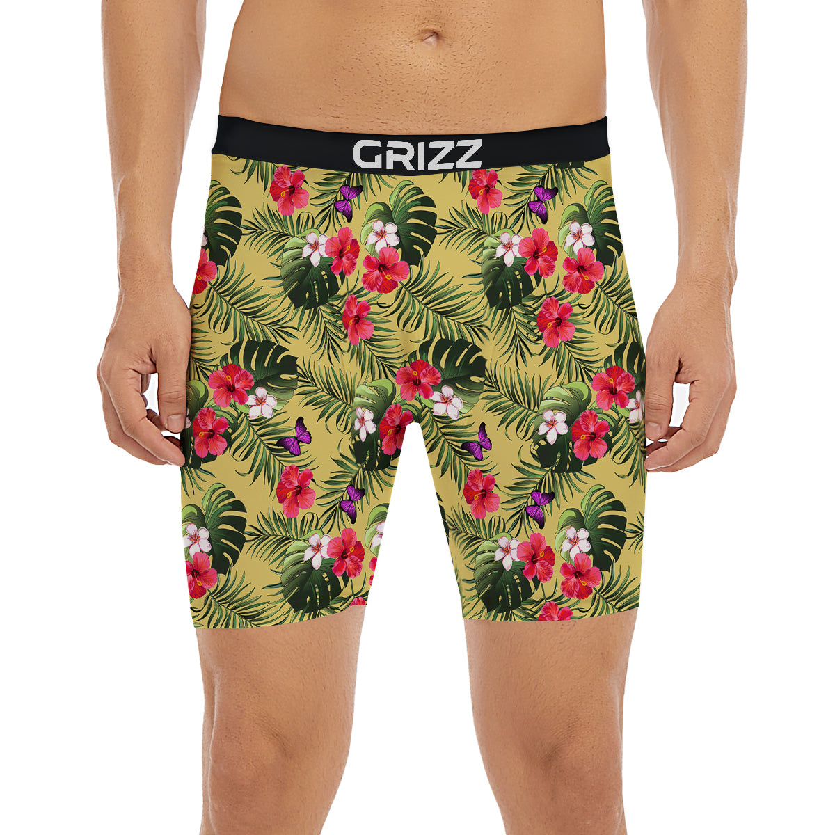 Flowers Hawaii Tropical Print Pattern Boxer Briefs-grizzshop