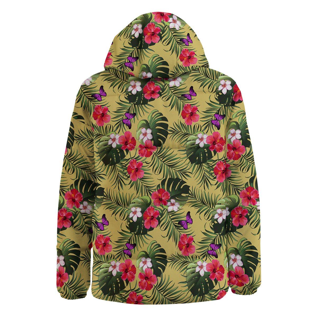 Flowers Hawaii Tropical Print Pattern Down Jacket-grizzshop