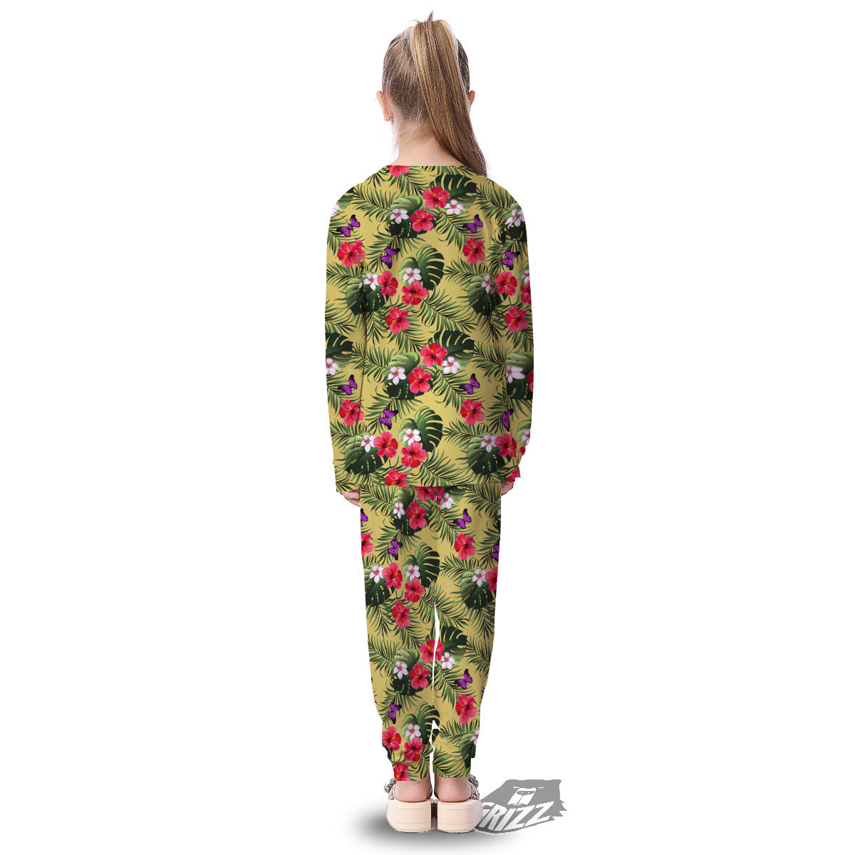 Flowers Hawaii Tropical Print Pattern Kid's Pajamas-grizzshop