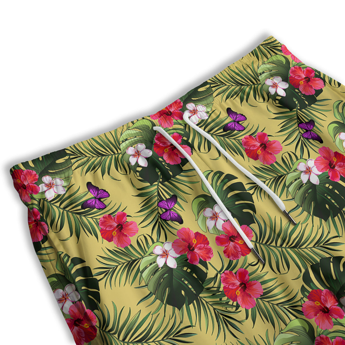 Flowers Hawaii Tropical Print Pattern Men's Athletic Shorts-grizzshop