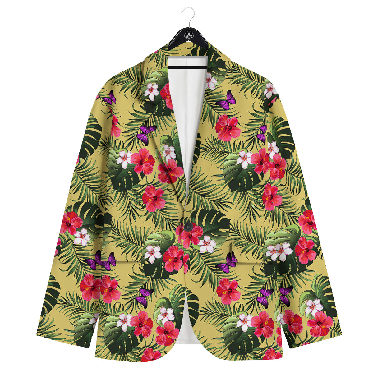 Flowers Hawaii Tropical Print Pattern Men's Sport Coat-grizzshop