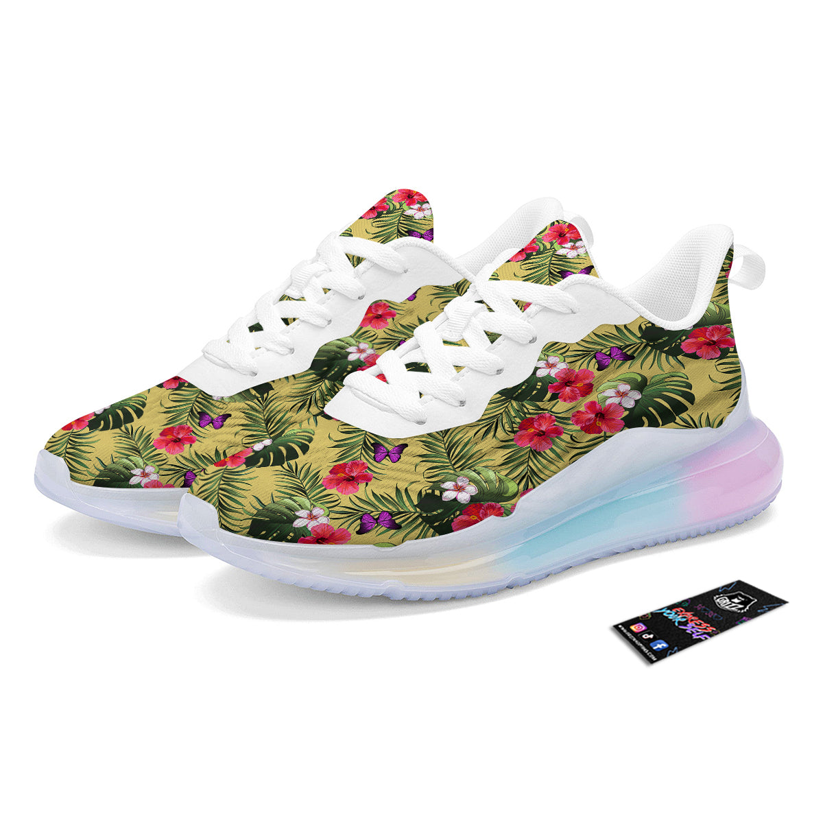Flowers Hawaii Tropical Print Pattern Running Sneakers-grizzshop