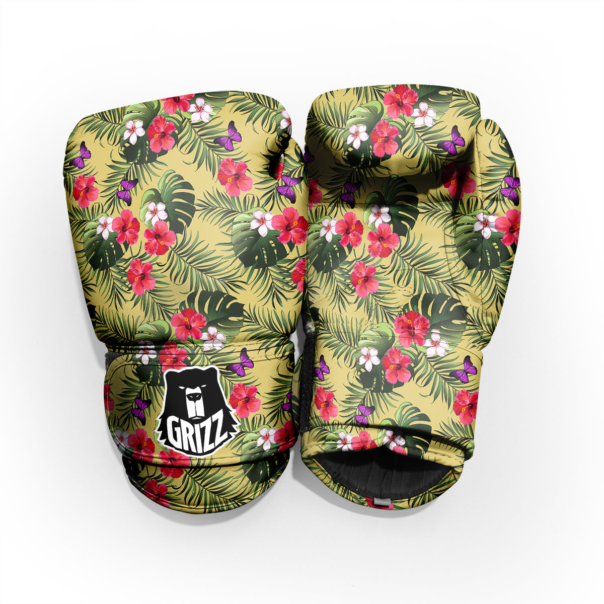 Flowers Hawaii Tropical Print Pattern Sparring Gloves-grizzshop