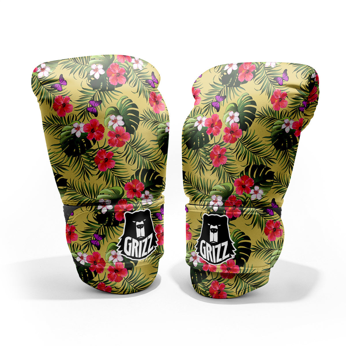 Flowers Hawaii Tropical Print Pattern Sparring Gloves-grizzshop