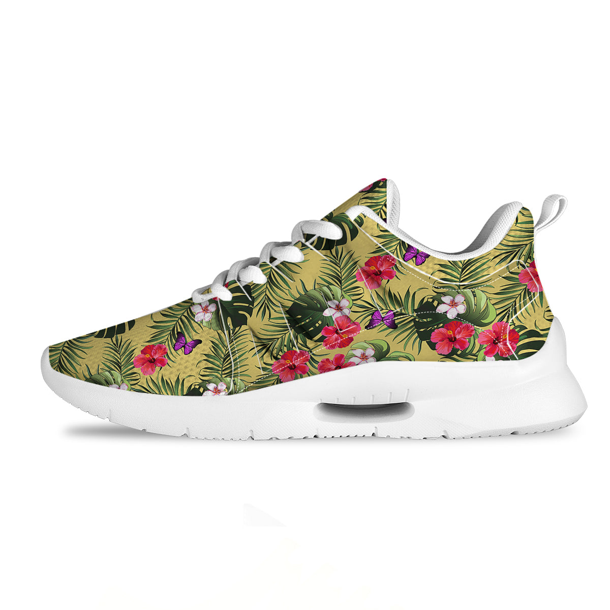 Flowers Hawaii Tropical Print Pattern Tennis Shoes-grizzshop