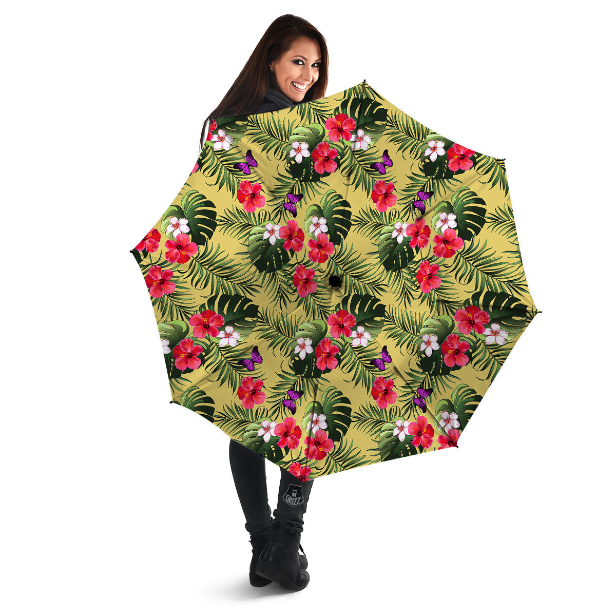 Flowers Hawaii Tropical Print Pattern Umbrella-grizzshop