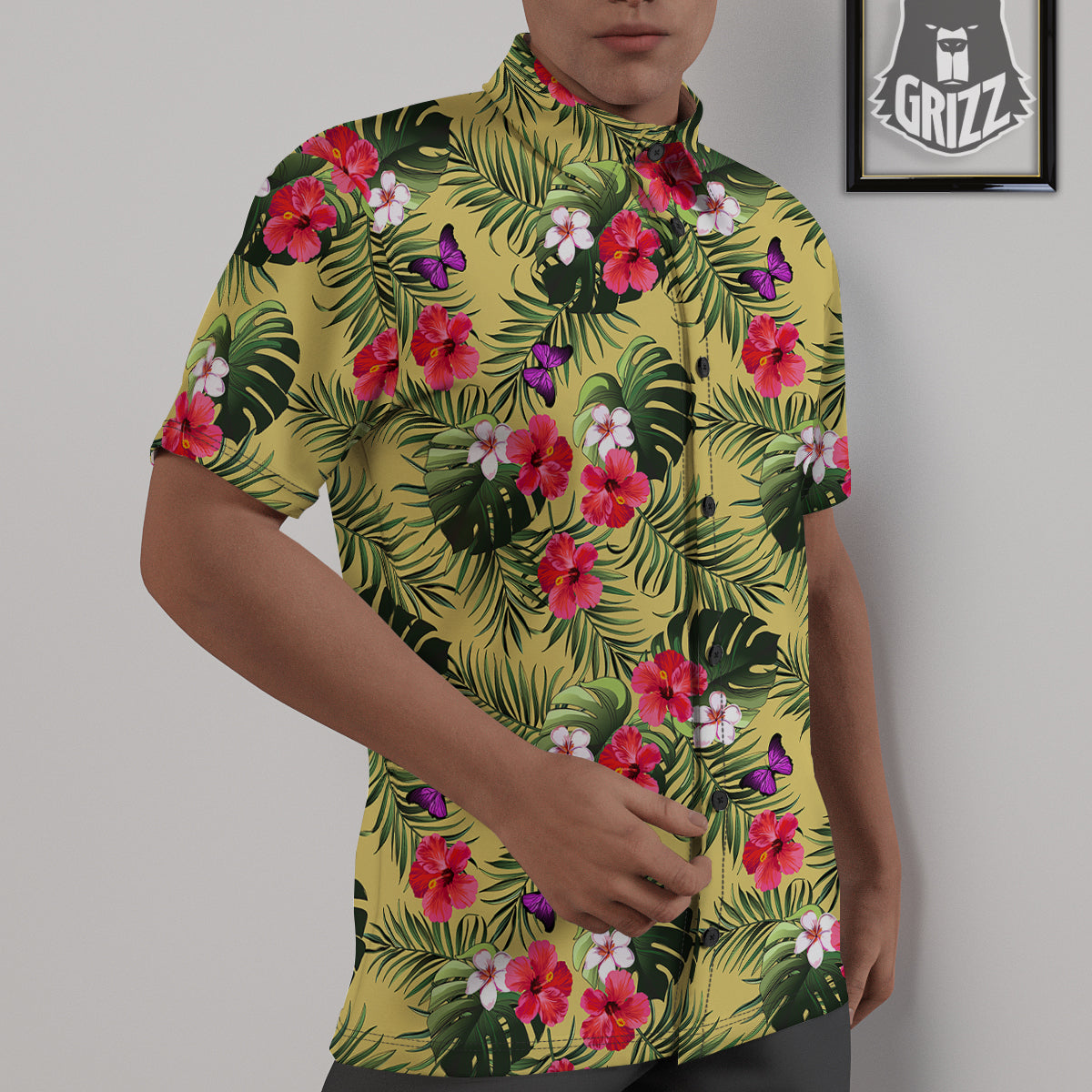 Flowers Hawaii Tropical Print Pattern Untucked Shirts-grizzshop