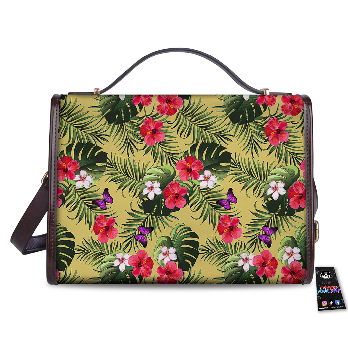 Flowers Hawaii Tropical Print Pattern Women's Satchel Bag-grizzshop