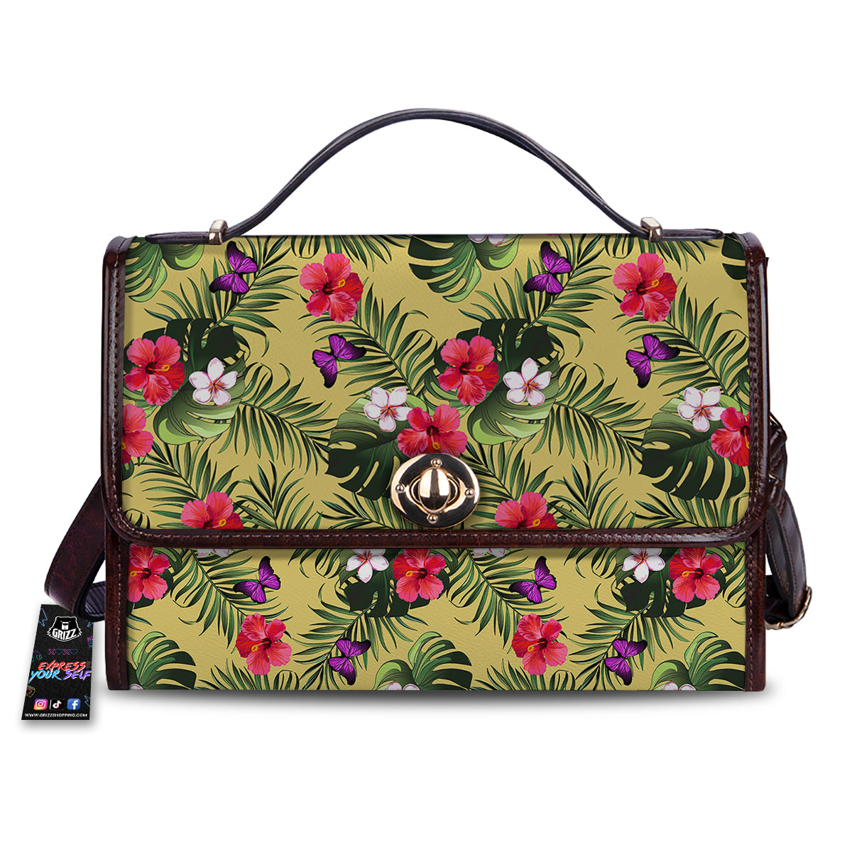 Flowers Hawaii Tropical Print Pattern Women's Satchel Bag-grizzshop