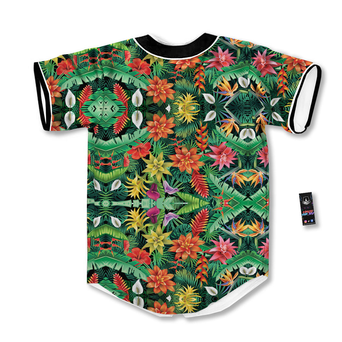 Flowers Hawaiian Floral Print Pattern Baseball Jersey-grizzshop