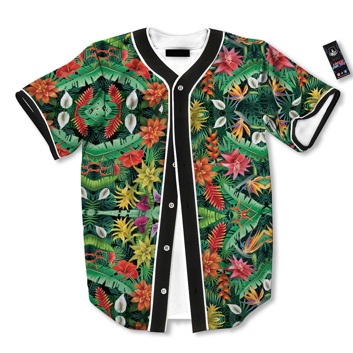 Flowers Hawaiian Floral Print Pattern Baseball Jersey-grizzshop