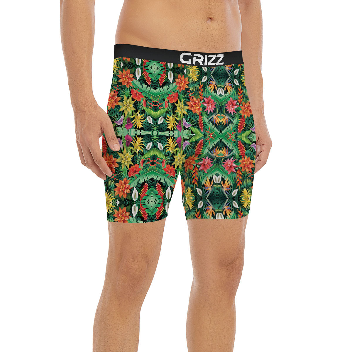 Flowers Hawaiian Floral Print Pattern Boxer Briefs-grizzshop