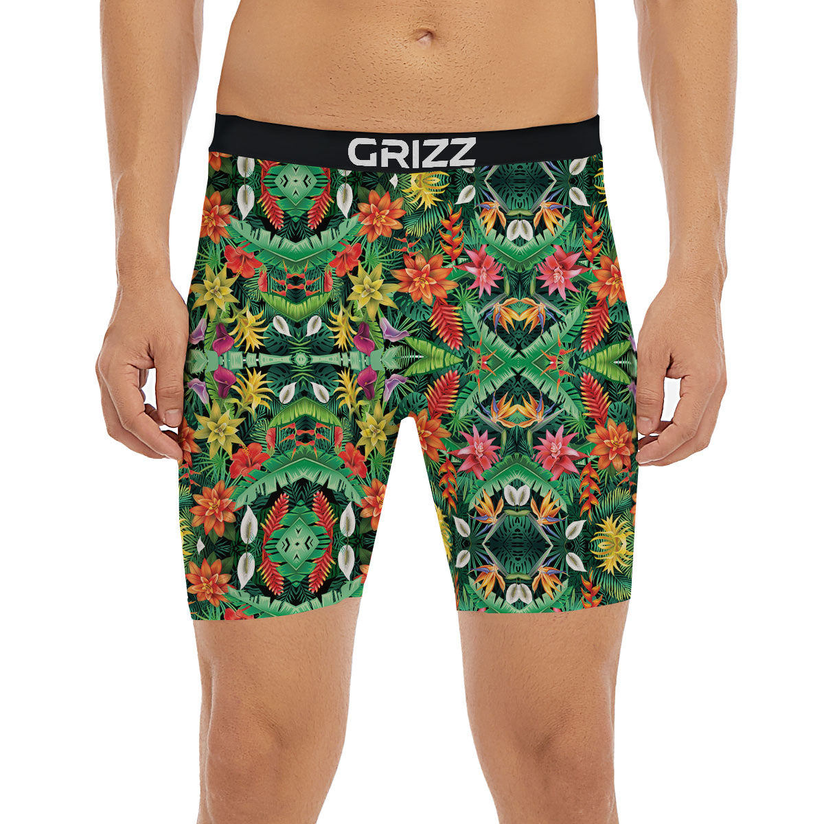 Flowers Hawaiian Floral Print Pattern Boxer Briefs-grizzshop