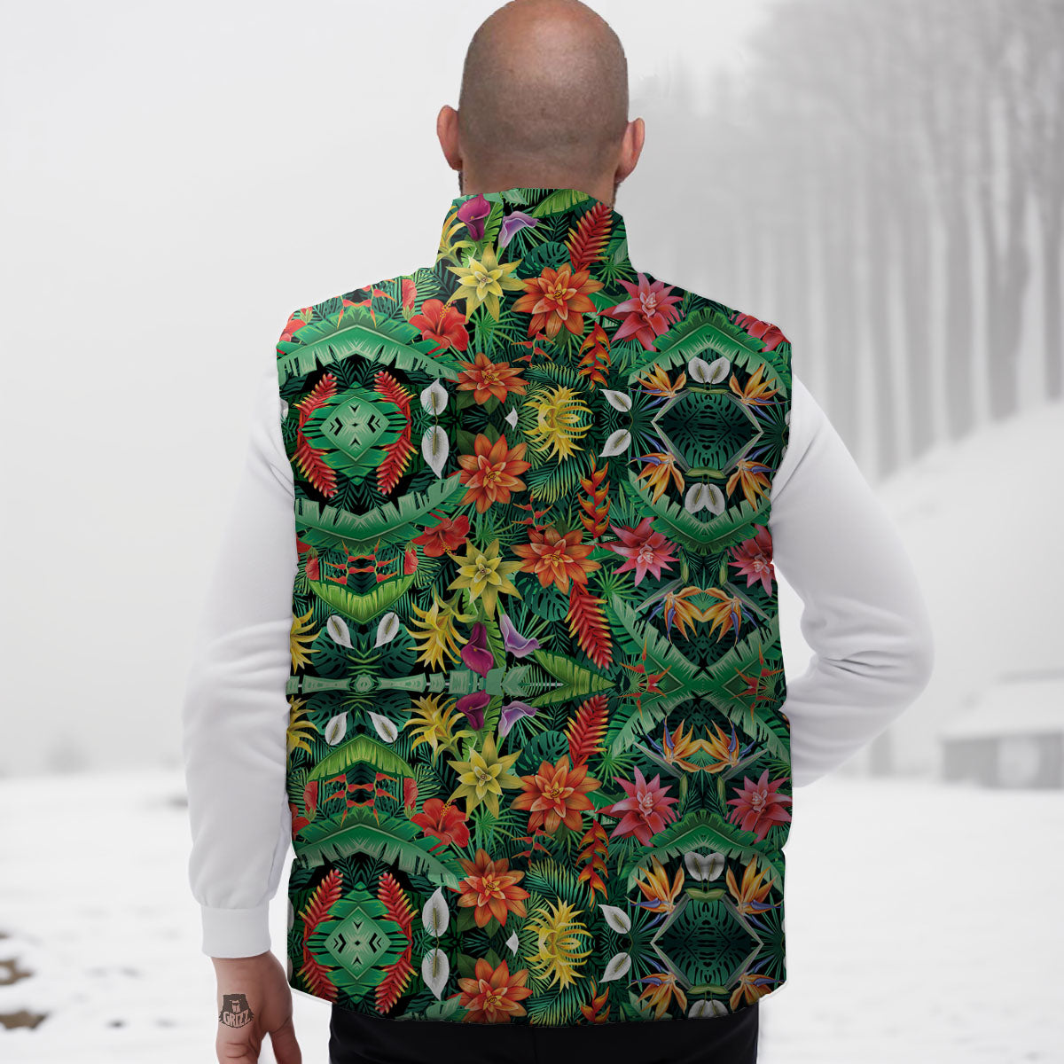 Flowers Hawaiian Floral Print Pattern Down Vest-grizzshop