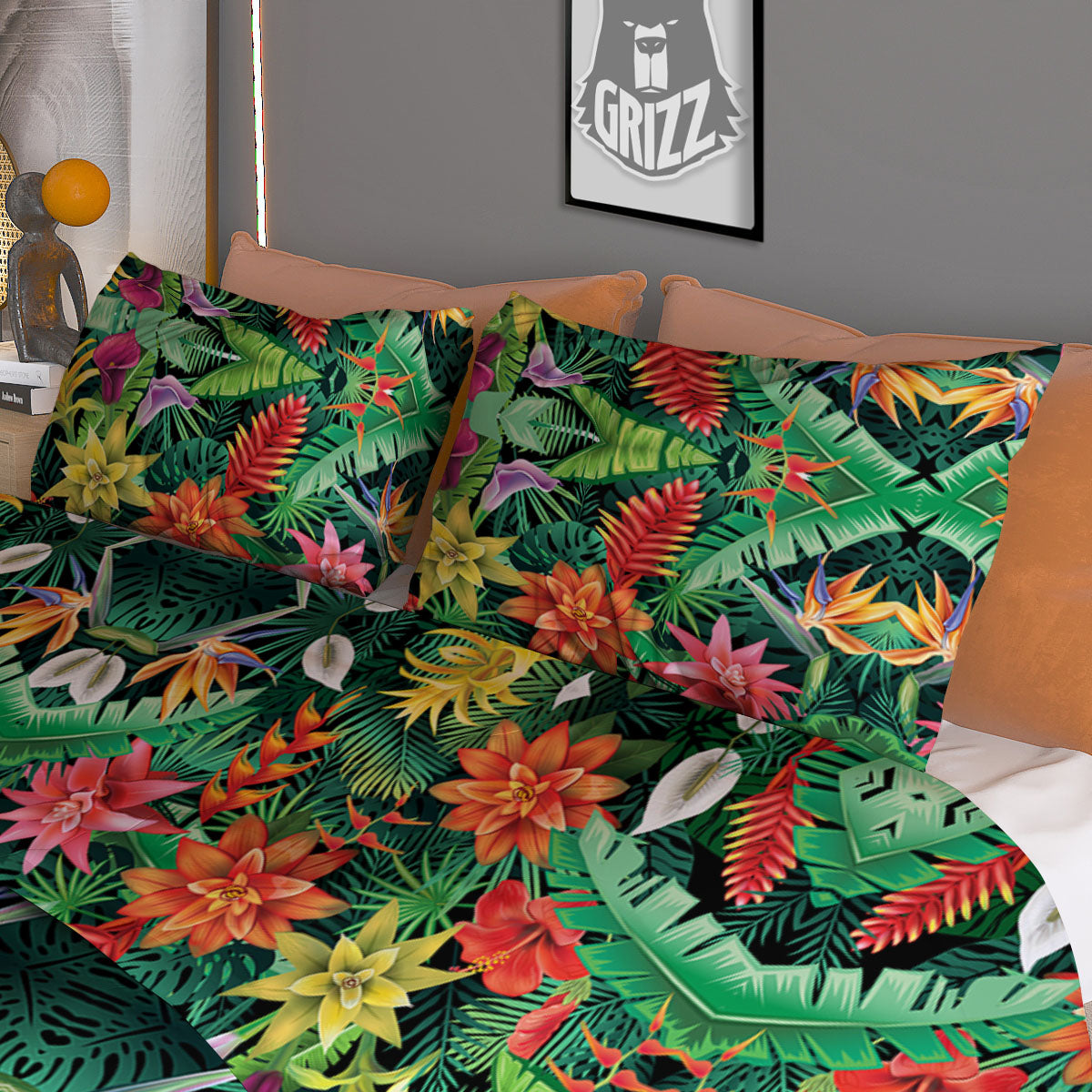 Flowers Hawaiian Floral Print Pattern Duvet Cover Bedding Set